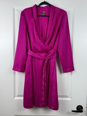 Taylor Fuchsia Wrap Robe with Self-Tie Belt